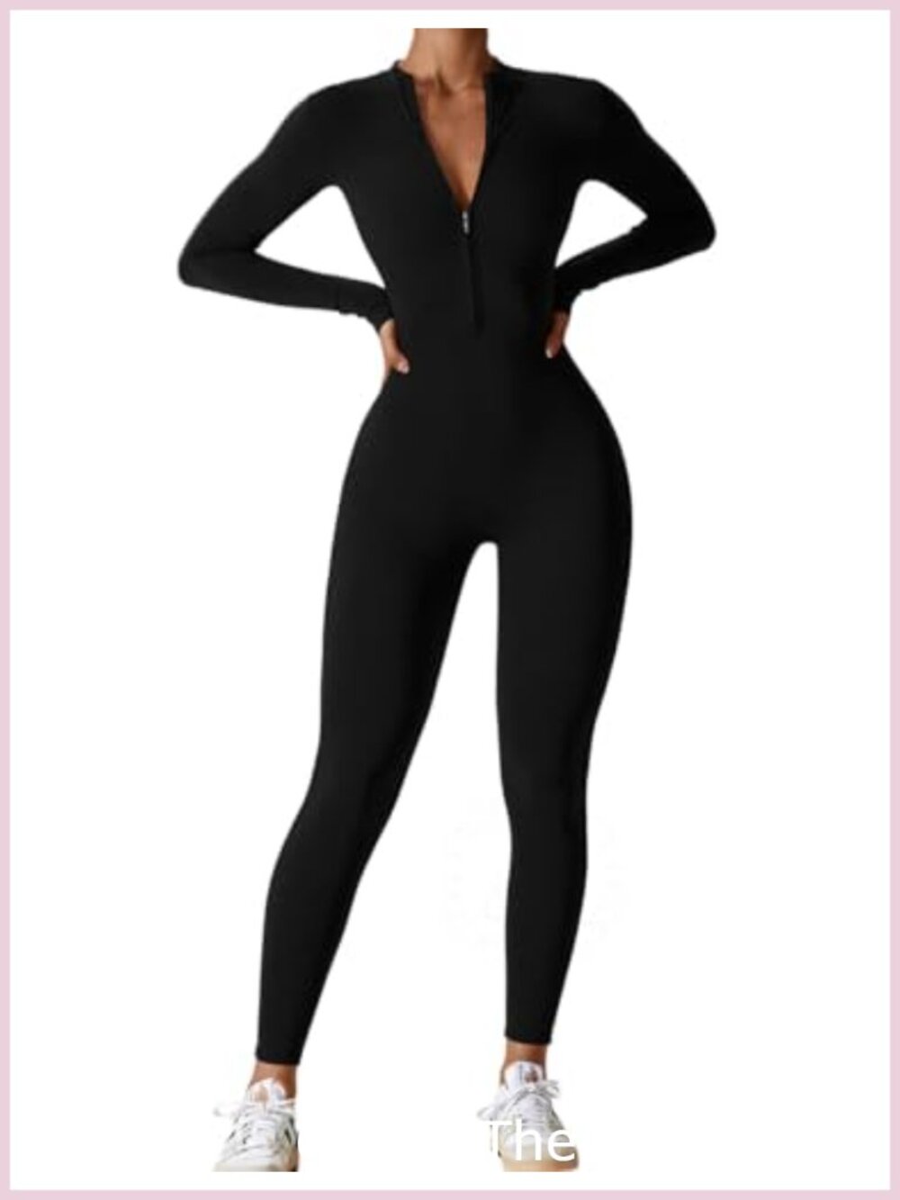 Women's Long Sleeve Zip Up Workout Jumpsuit Tummy Control Yoga Romper
